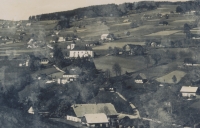 A view from Kačerov to Zdobnice in Orlické Mountains before World War II