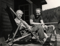 Bohuslav Fuchs and Kamil Fuchs at their cottage in Tišnov region - 1950s