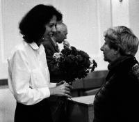 With Irena Blühová, graduate of Bauhaus, in Gallery F, 1980s