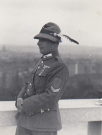 Father František Uhlíř in legionary uniform at the Third Legionary Congress in Prague, 1935