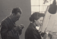 Milan Uhlíř with his wife Marie in Tesla, 1957