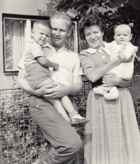 With his wife Marie and children Milan and Michaela