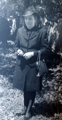 Witness's mother, a war widow in mourning clothes (shortly after the war)