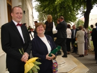 Master's degree in Philosophy, together with his mother, 2005
