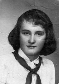 With pioneer scarf, Jiříkov, 1953