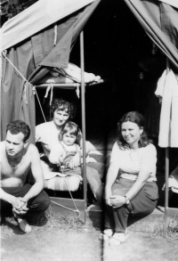 Růžena Haidlová (second from left) with her daughter Pavla on holiday, 1967