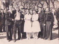 Oleksa Riznykiv with friends