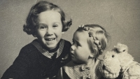 With sister Elsbeth, 1940s