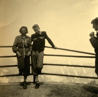 With a friend on a trip, turn of the 40s and 50s