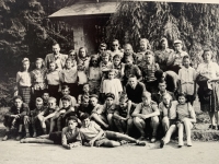 Josef Bartík in the school photo in the bottom row, fifth from the left, 1940s