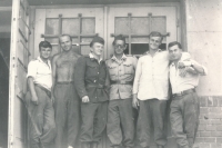 Ladislav Dvořák (fourth from left) at the end of the war in Mikulov in 1963