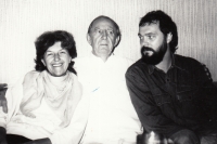 With his father František Linhart and his second wife, 1990s