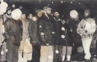 Speakers at the demonstration in Karlovy Vary in November 1989: Milan Linhart, Jiří Kotek, Jindřich Konečný