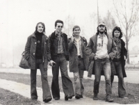 A trip to the Jazz Jamboree in Warsaw in 1978. Milan's brother Jaroslav on the right, Milan Linhart second from the right