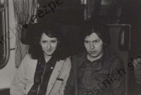 Marcela Papežová with her husband on the way from Rudolfov, 1974 (ABS archive)
