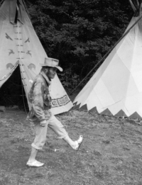 Jaroslav Obročník at an Indian-themed camp in 1987