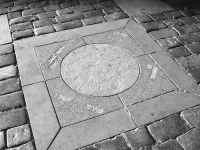 The foundation stone of the Marian Column in Old Town Square, installed in 1993 by Vojtěch Pokorný and Pavel Nauman