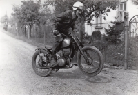 Josef Grobelný on his motorcycle