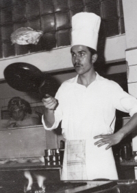 Josef Grobelný in his work as a cook (1972)