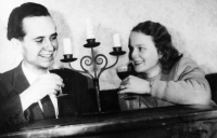 With her future husband Jaroslav, around 1950