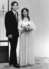 With his wife Irena, wedding photo, 1985
