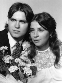 With his wife Irena, wedding photo, 1985