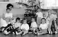 Petr Strnadel (third from the left) in the nursery, 1968