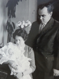 Marie Daňková with her husband and daughter, 1961