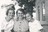 Venda Truhlářová, her mother and sister Helena, Okrouhlice, 1934