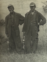 Fellow miners Kšír and Nováček, Auxiliary Engineering Corps, Ostrava mines 1953-1955
