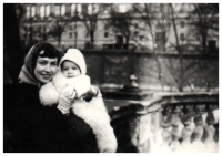 Hubert Poul with his mother Arnoštka Poul, 1955