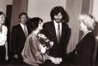 Wedding of Václava and Petr Císařovský, E. Kriseová, V. Havel, 1988
