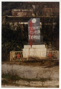 Destroyed partisan monument in Croatia, 1995