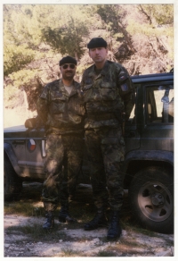 Soldier Španko with a colleague in Bosnia, 1996