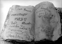 Photographs from Renata Bretová's exhibition and happening in Malechov, 20 August 1983