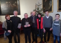The publication of Karel Škarka's book The Czechoslovak Password. Dominik Duka standing in the middle (his father was also a member of the Allied army and persecuted by the communists after the war). On the left standing Karel Škarka with his wife Marta. On the right son Ondřej with his wife and grandchildren