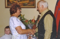70th birthday, wife Jana congratulating, Trutnov 2006