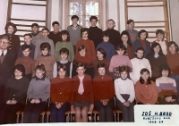 Jana Fischerová on a class photo at Rubešova Primary School