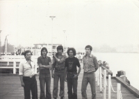 Jiří Dvořák (second from right) with friends on a trip in Poland, late 1970s