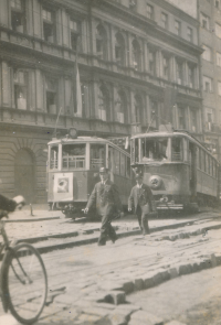Abandoned trams after the end of the war