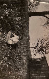 As a little boy in the garden