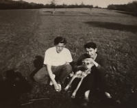 With a friend and a dog