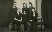 Aunt Marie Dostálová and her employees from the fashion salon, 1940s
