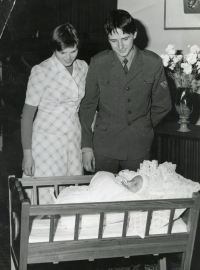 With his wife Dana, in the cradle son David, 1978