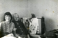 With his grandmother, 1973