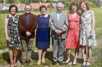 Photo with children. From left: daughter Kateřina, son Josef, parents, daughters Marie and Veronika, 2018.