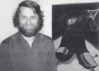 Ludvík Fojtík in front of Martin Stejskal's painting