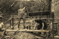 House extension, with mother in the background centre, 1964