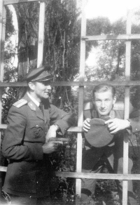 Jan Vazač (right) as a jet fighter of the Czechoslovak People's Army (circa 1958)