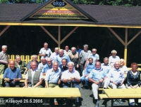 Meeting of former jet fighter pilots in Přerov (starting year of training 1949), Jan Vazač back row left (2005)